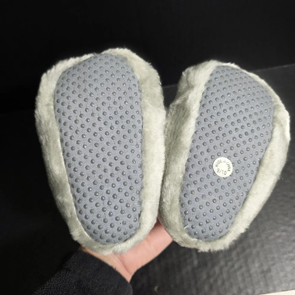 Kids Gray Mouse Animal‎ Plush Slippers Size 9/10 Soft Cozy House Shoes New